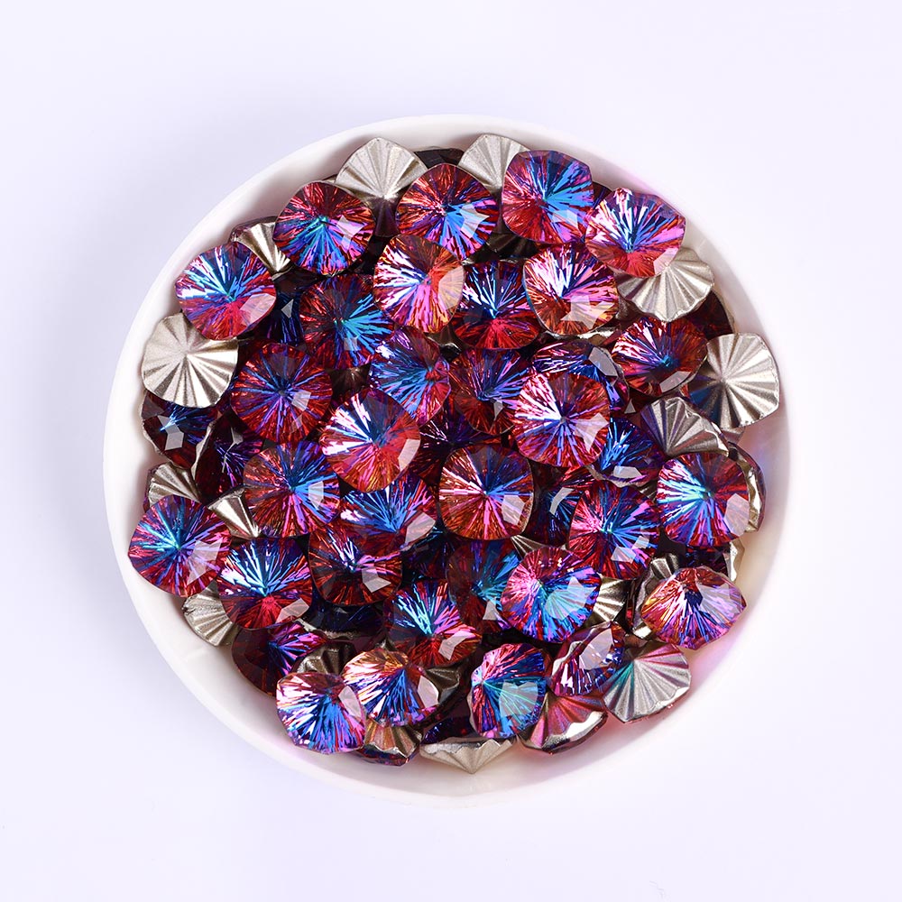 Millennium Series Round Square Shape Purple Volcano Glass Pointed Back Fancy Rhinestones WholesaleRhinestone