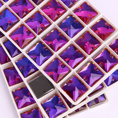 Violet Blue Square Shape High Quality Glass Sew-on Rhinestones WholesaleRhinestone