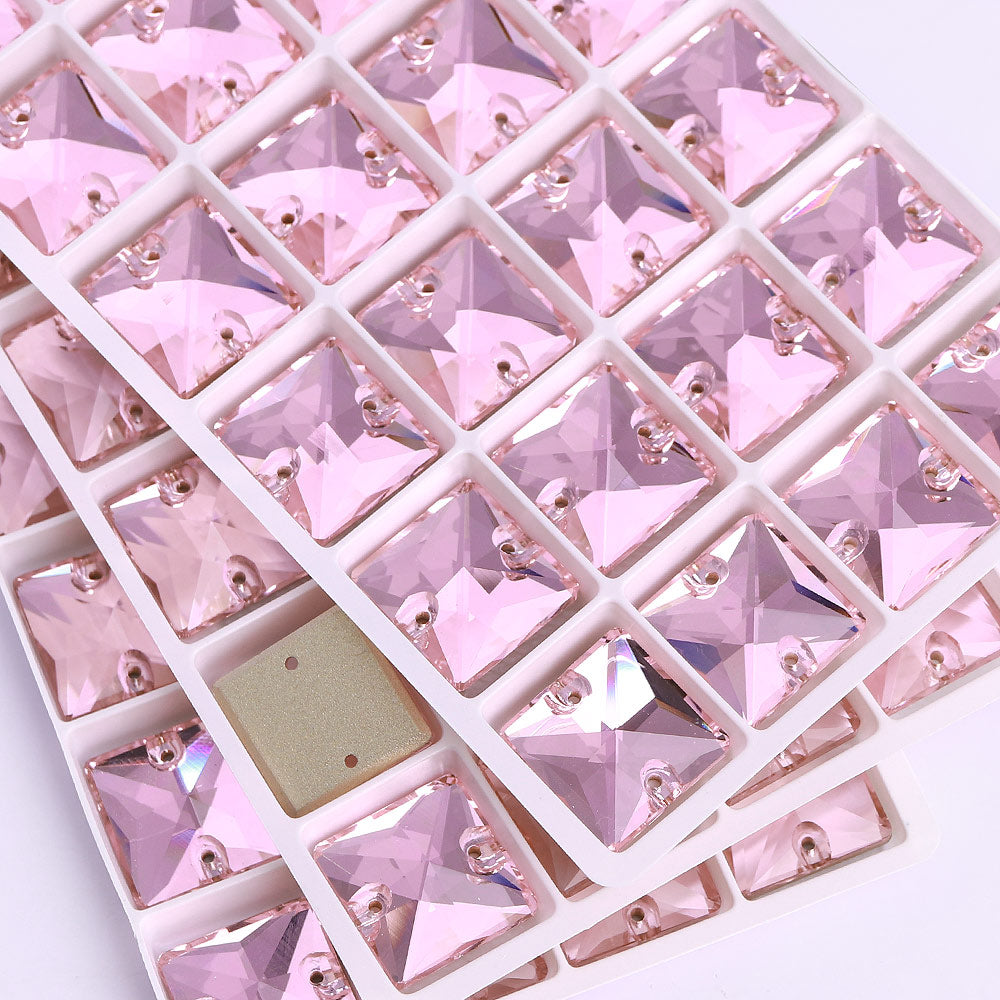 Light Rose Square Shape High Quality Glass Sew-on Rhinestones WholesaleRhinestone