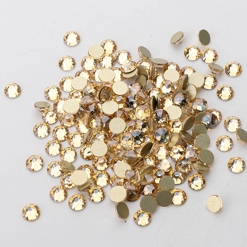 Golden Shadow Glass Flat Back Glue-On Rhinestones 16 Cut Facets In Bulk WholesaleRhinestone