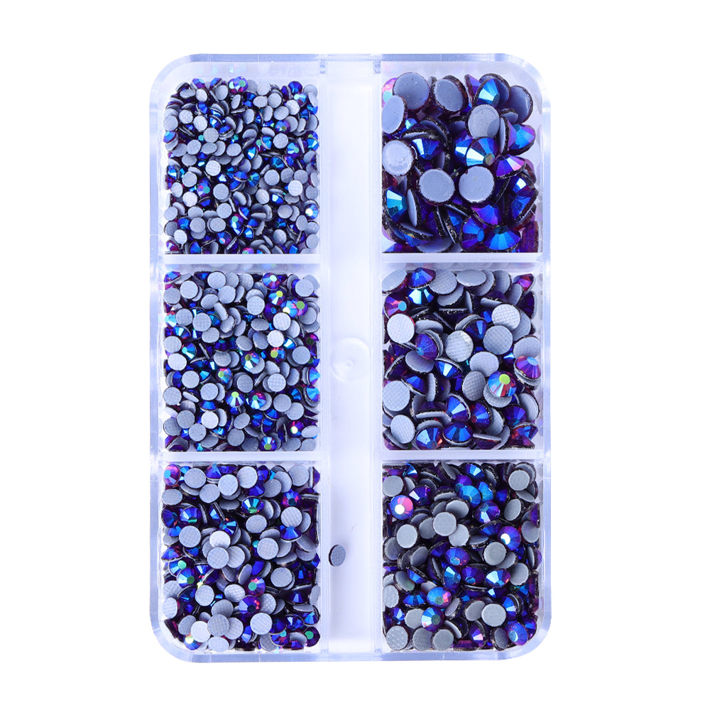 Blandede størrelser 6 nettboks Amethyst AB Glass Hotfix Rhinestones for Clothing DIY