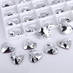 Comet Argent Light Heart Shape High Quality Glass Sew-on Rhinestones