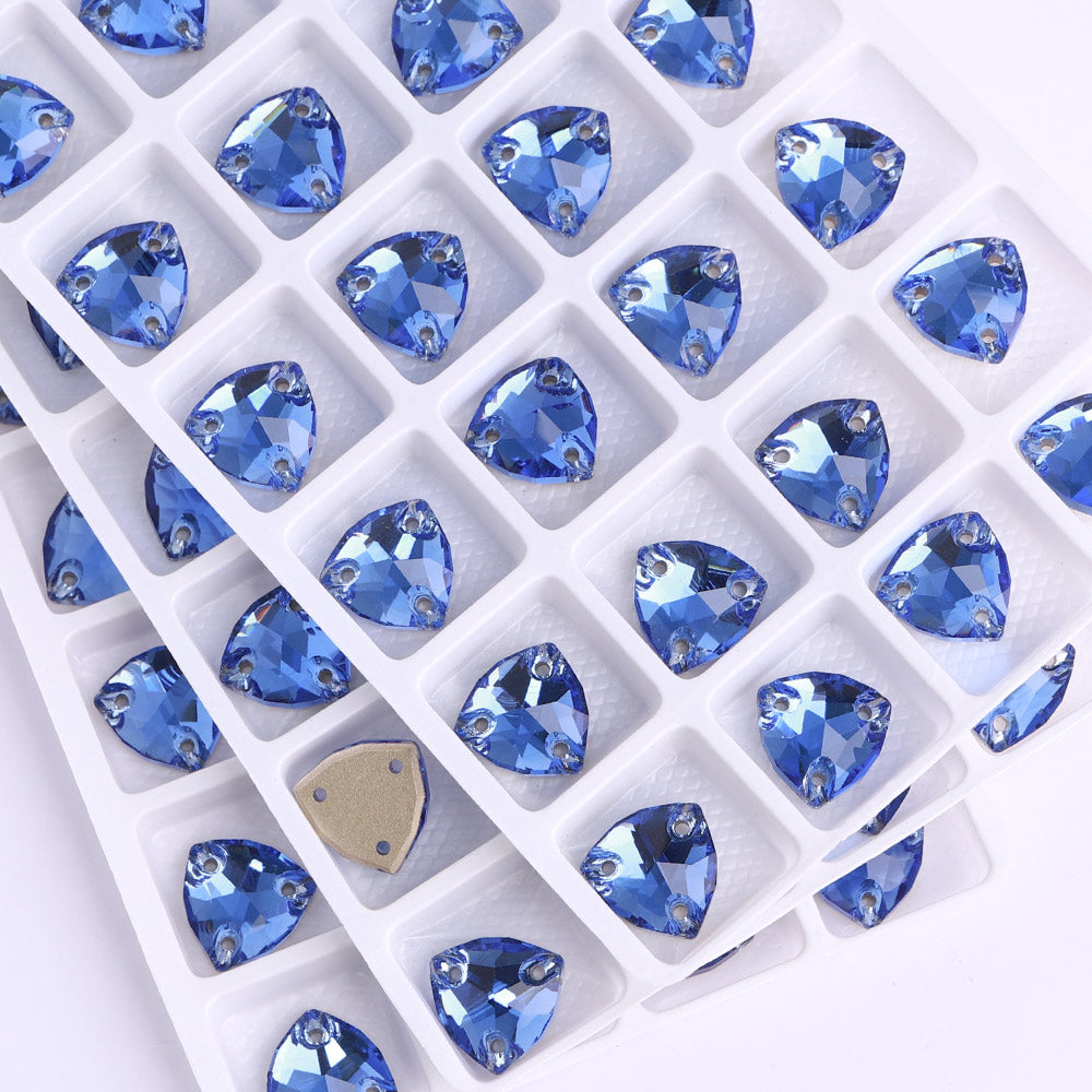 Light Sapphire Trilliant Shape High Quality Glass Sew-on Rhinestones WholesaleRhinestone