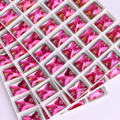 Vitrail Rose Rectangle Shape High Quality Glass Sew-on Rhinestones WholesaleRhinestone