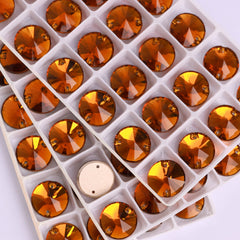 Tangerine Rivoli Shape High Quality Glass Sew-on Rhinestones WholesaleRhinestone