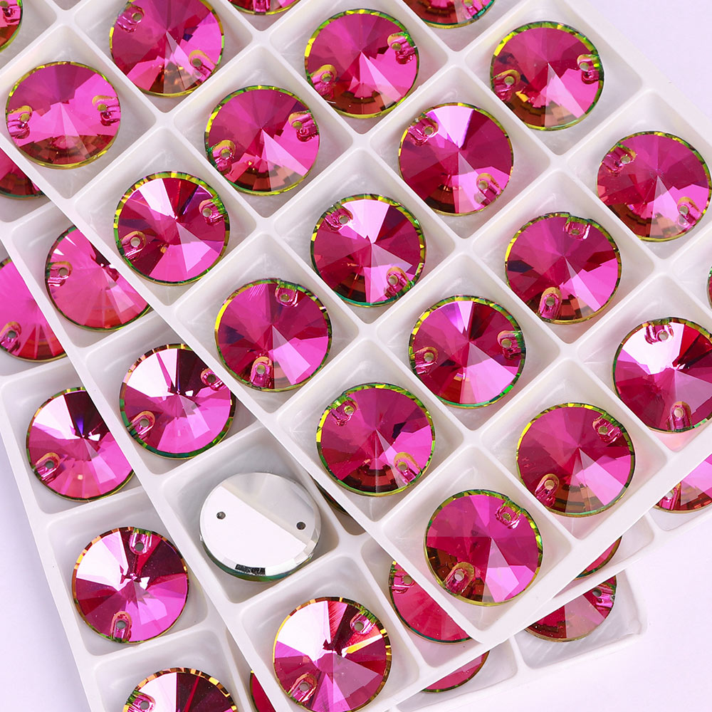 Vitrail Rose Rivoli  Shape High Quality Glass Sew-on Rhinestones WholesaleRhinestone