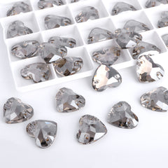 Satin Heart Shape High Quality Glass Sew-on Rhinestones