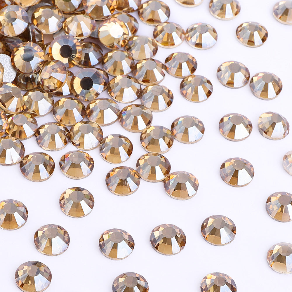 Golden Shadow Glass Flat Back Rhinestones Silver Back In Bulk WholesaleRhinestone