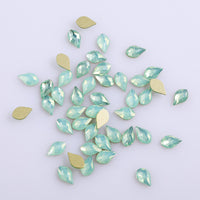 Maple leaves Shape Green Opal Flat Back Fancy Rhinestones WholesaleRhinestone