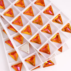 Astral Pink Triangle Shape High Quality Glass Sew-on Rhinestones WholesaleRhinestone