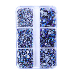 Mixed Sizes 6 Grid Box Black Diamond AB Glass HotFix Rhinestones For Clothing DIY WholesaleRhinestone