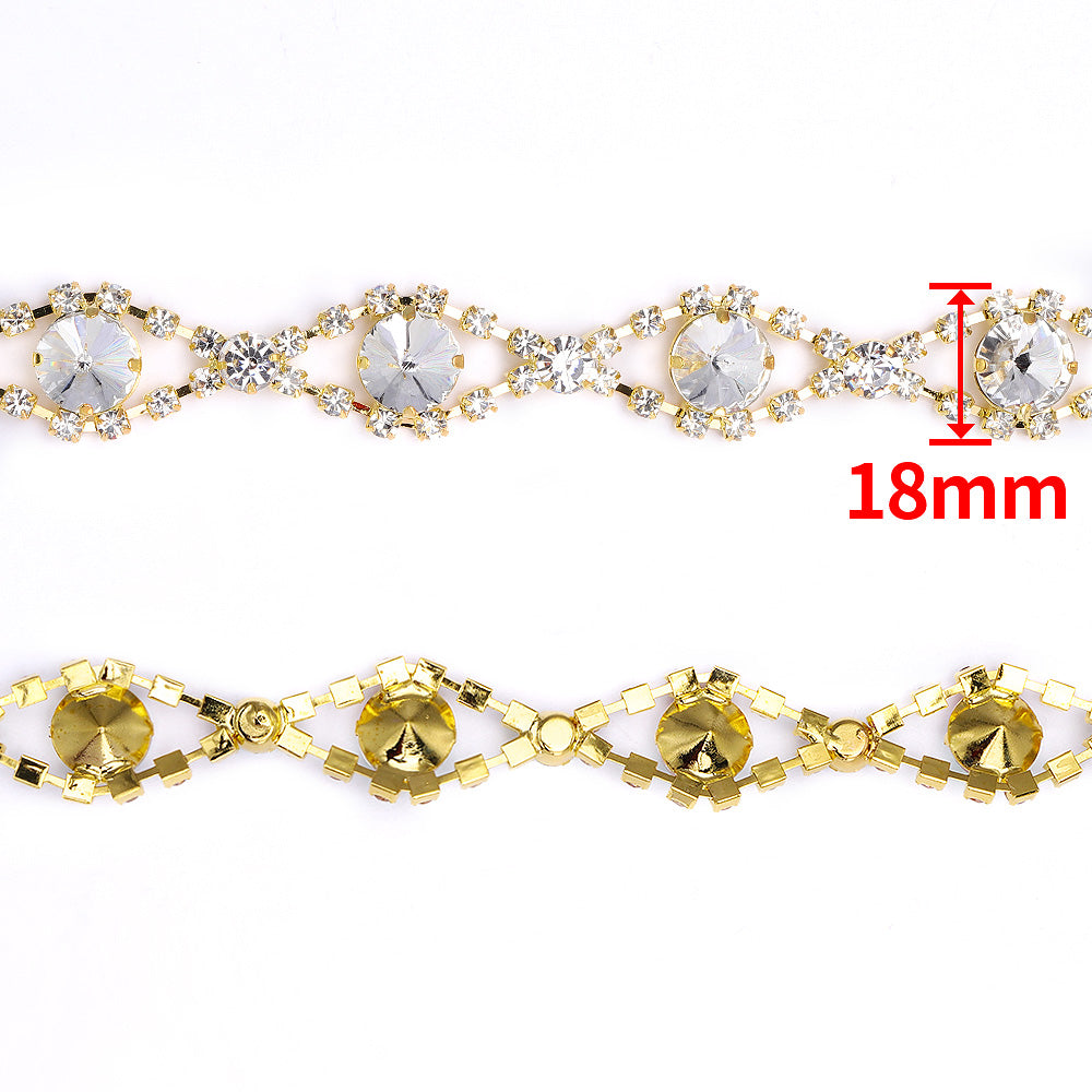 Sew-on Crystal Glass Rivoli Rhinestone Trim Chain Applique RA553 WholesaleRhinestone