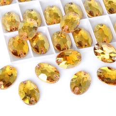 Metallic Sunshine Oval Shape High Quality Glass Sew-on Rhinestones