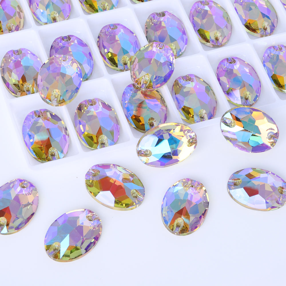 Paradise Shine Oval Shape High Quality Glass Sew-on Rhinestones