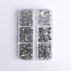 Mixed Sizes 6 Grid Box Crystal Glass HotFix Rhinestones For Clothing DIY