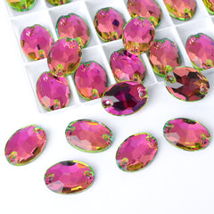 Vitrail Rose Oval Shape High Quality Glass Sew-on Rhinestones