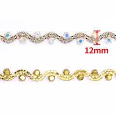 Sew-on Crystal AB Glass Rivoli Rhinestone Trim Chain Applique RA709 WholesaleRhinestone