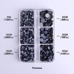 Mixed Sizes 6 Grid Box Montana Glass HotFix Rhinestones For Clothing DIY