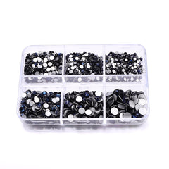 Mixed Sizes 6 Grid Box Montana Glass FlatBack Rhinestones For Nail Art  Silver Back