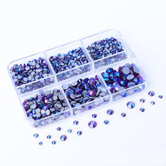 Blandede størrelser 6 nettboks Amethyst AB Glass Hotfix Rhinestones for Clothing DIY