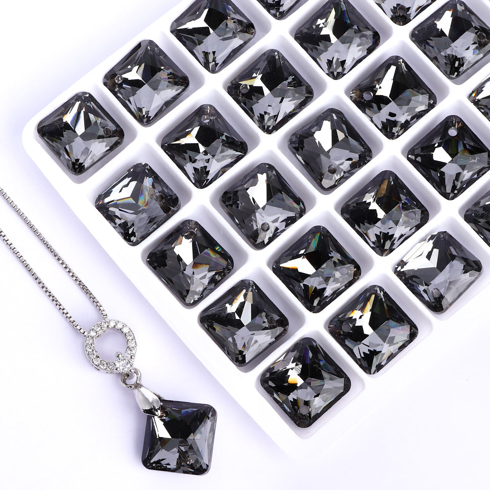 Silver Night Princess Cut High Quality Glass Rhinestone Pendant WholesaleRhinestone