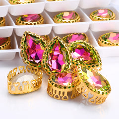 Vitrail Rose Drop Shape High-Quality Glass Sew-on Nest Hollow Claw Rhinestones