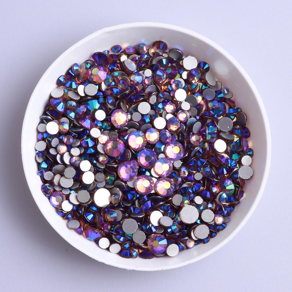 Mixed Sizes Light Amethyst AB Glass FlatBack Rhinestones For Nail Art Silver Back WholesaleRhinestone