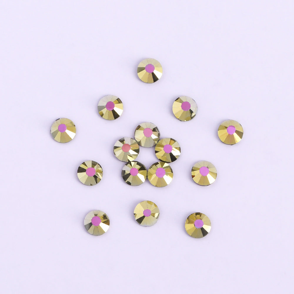 Rose Aurum Glass FlatBack Rhinestones Silver Back WholesaleRhinestone