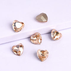 Golden Shadow Heart Shape High Quality Glass Pointed Back Fancy Rhinestones WholesaleRhinestone