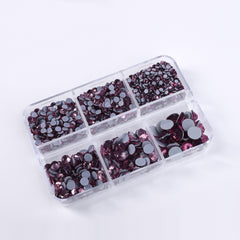 Mixed Sizes 6 Grid Box Light Amethyst Glass HotFix Rhinestones For Clothing DIY WholesaleRhinestone