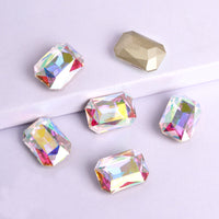 Crystal AB Thin Octagon Shape High Quality Glass Pointed Back Fancy Rhinestones WholesaleRhinestone