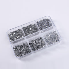 Mixed Sizes 6 Grid Box Crystal Glass HotFix Rhinestones For Clothing DIY