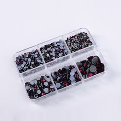 Mixed Sizes 6 Grid Box Amethyst Glass HotFix Rhinestones For Clothing DIY WholesaleRhinestone