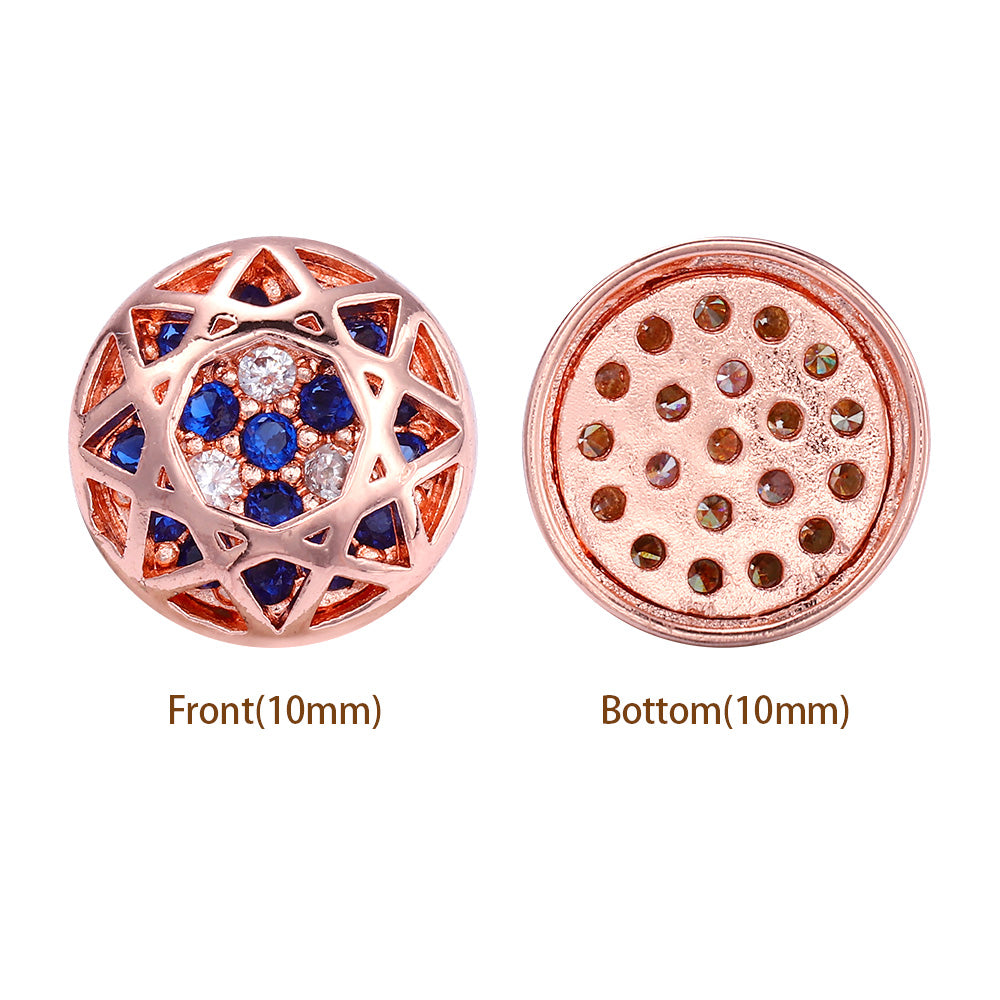 Round Shape Rose Gold Plated High-Quality Sew-on Alloy Charms Inlaid Cubic Zirconia WholesaleRhinestone