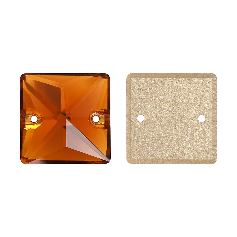 Tangerine Square Shape High Quality Glass Sew-on Rhinestones WholesaleRhinestone