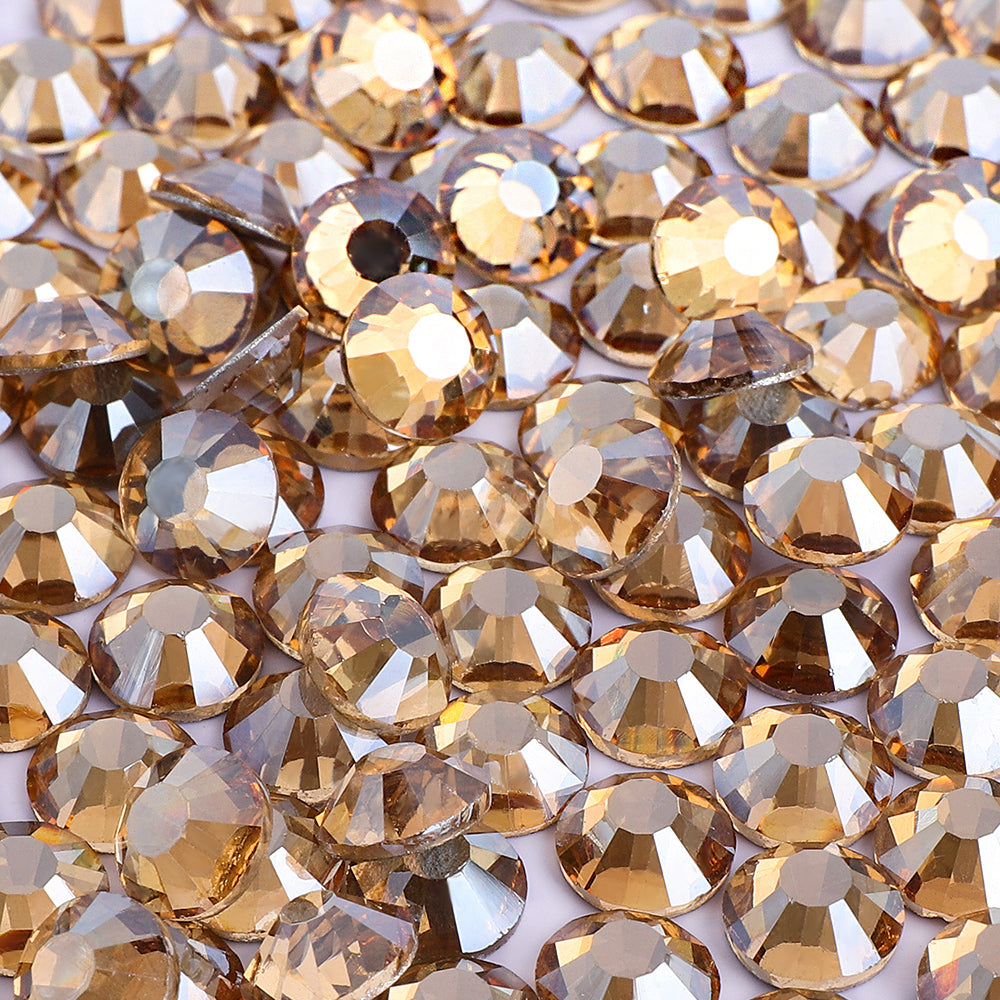 Golden Shadow Glass Flat Back Rhinestones Silver Back In Bulk WholesaleRhinestone