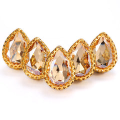 Golden Shadow Drop Shape High-Quality Glass Sew-on Nest Hollow Claw Rhinestones