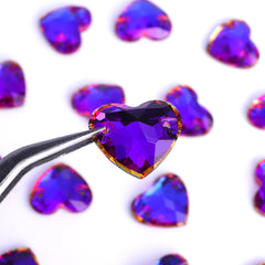 Violet Blue Heart Shape High Quality Glass Sew-on Rhinestones