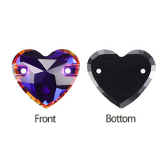 Violet Blue Heart Shape High Quality Glass Sew-on Rhinestones