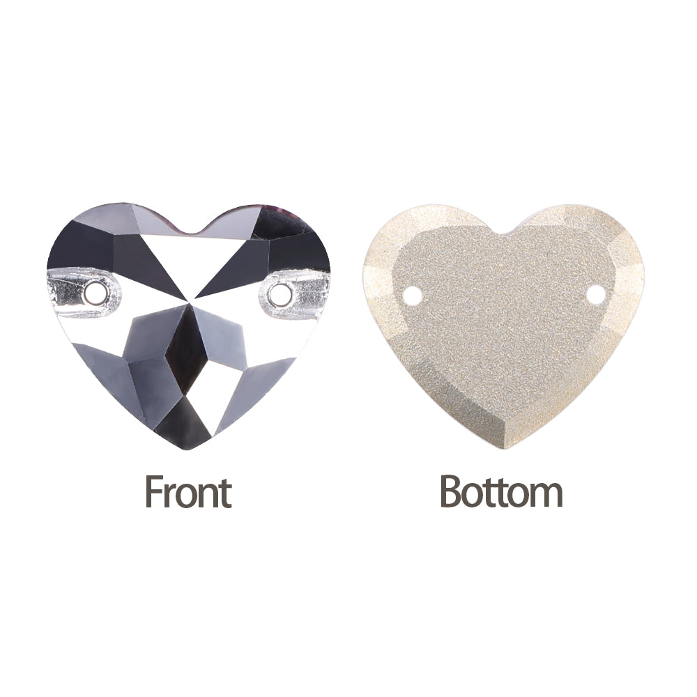 Comet Argent Light Heart Shape High Quality Glass Sew-on Rhinestones