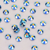 Capri Blue AB Glass Flat Back Glue-on Rhinestones 16 Cut Facets In Bulk WholesaleRhinestone