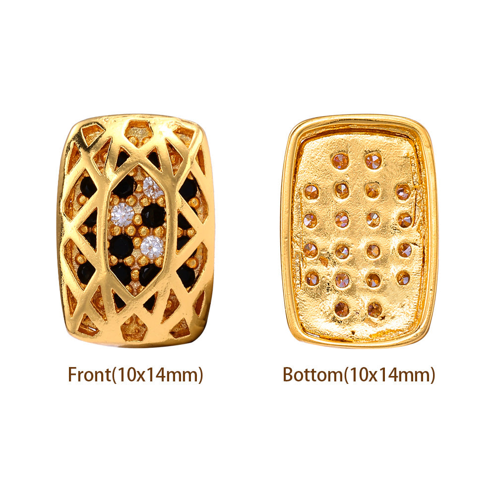 Cushion Rectangle Shape Golden Plated High-Quality Sew-on Alloy Charms Inlaid Cubic Zirconia