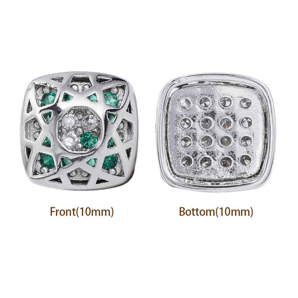 Cushion Square Shape Imitation Rhodium Plated High-Quality Sew-on Alloy Charms Inlaid Cubic Zirconia