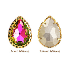 Vitrail Rose Drop Shape High-Quality Glass Sew-on Nest Hollow Claw Rhinestones