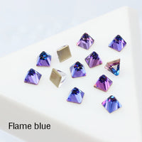 Blue Volcano Square Cone Shape Flat Back Fancy Rhinestones For Nail Art WholesaleRhinestone