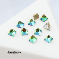 Rainbow Square Cone Shape Flat Back Fancy Rhinestones For Nail Art WholesaleRhinestone