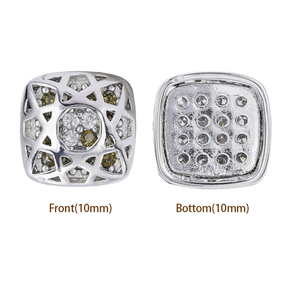 Cushion Square Shape Imitation Rhodium Plated High-Quality Sew-on Alloy Charms Inlaid Cubic Zirconia