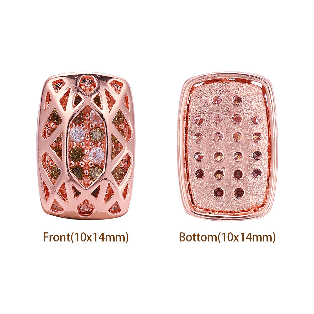 Cushion Rectangle Shape Rose Gold Plated High-Quality Sew-on Alloy Charms Inlaid Cubic Zirconia WholesaleRhinestone