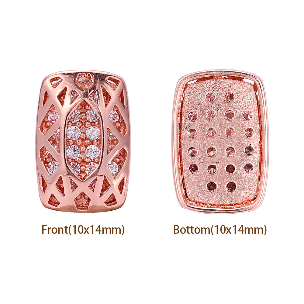 Cushion Rectangle Shape Rose Gold Plated High-Quality Sew-on Alloy Charms Inlaid Cubic Zirconia WholesaleRhinestone